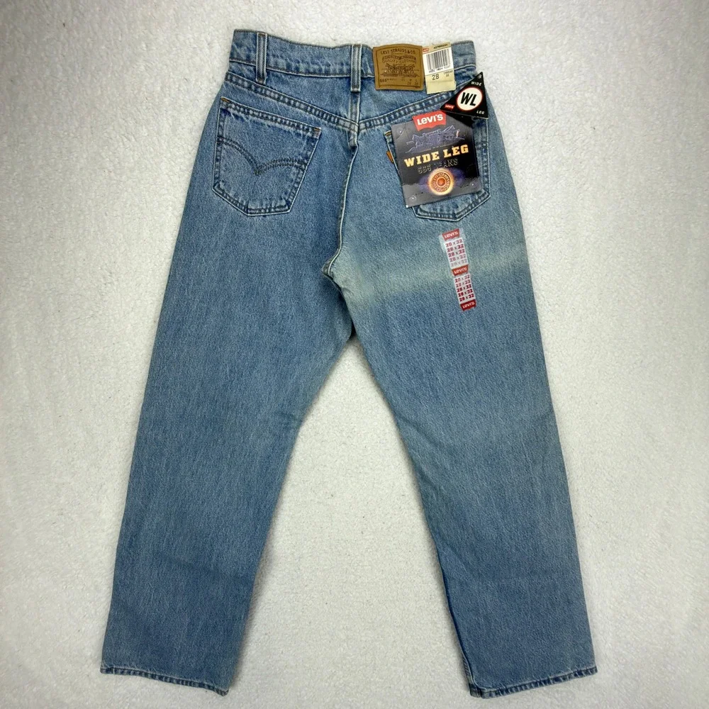 Vintage 90s Levis 565 Wide Leg Student Jeans 28x32 USA NOS NWT